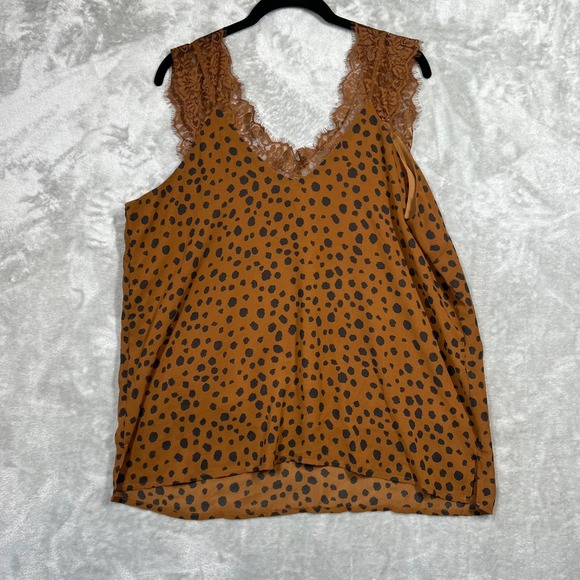 Umgee‎ Tank Top Women's M Leopard Print Lace Y2K - Picture 3 of 10